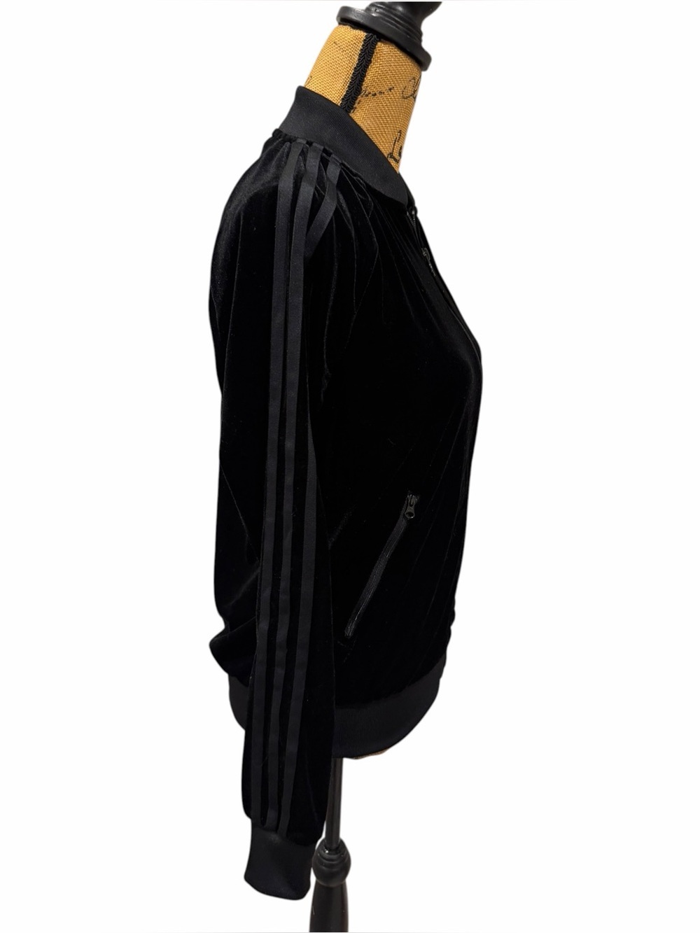 Adidas Originals Black Velour Track Jacket Trefoil Size S - Picture 6 of 7